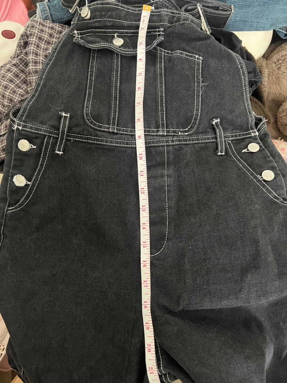 Forever 21 Black Baggy Denim with White Stitching Overalls - Picture 11 of 13